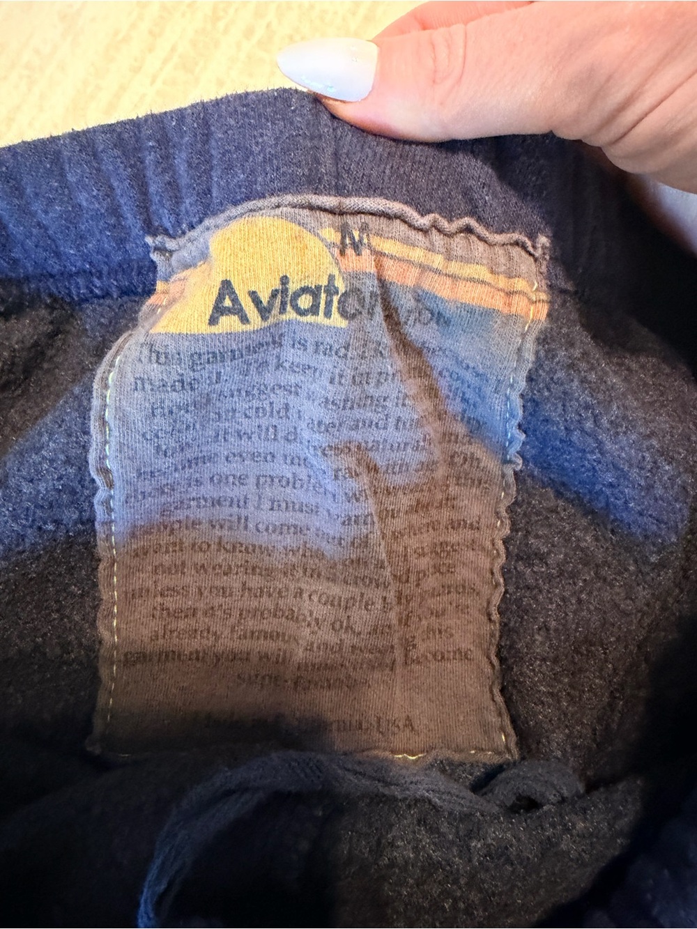 Aviator Nation Navy Track Pants with Rainbow Side Stripes some discoloration - Picture 5 of 5